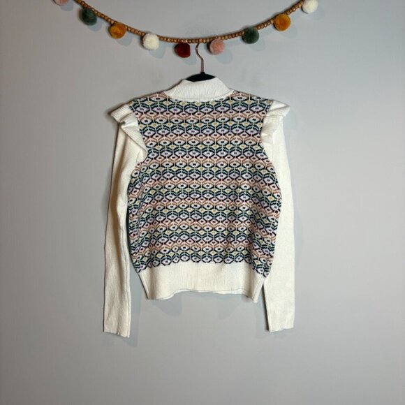 LOFT Geo Jacquard Ruffle Mock Neck Sweater - Picture 6 of 6